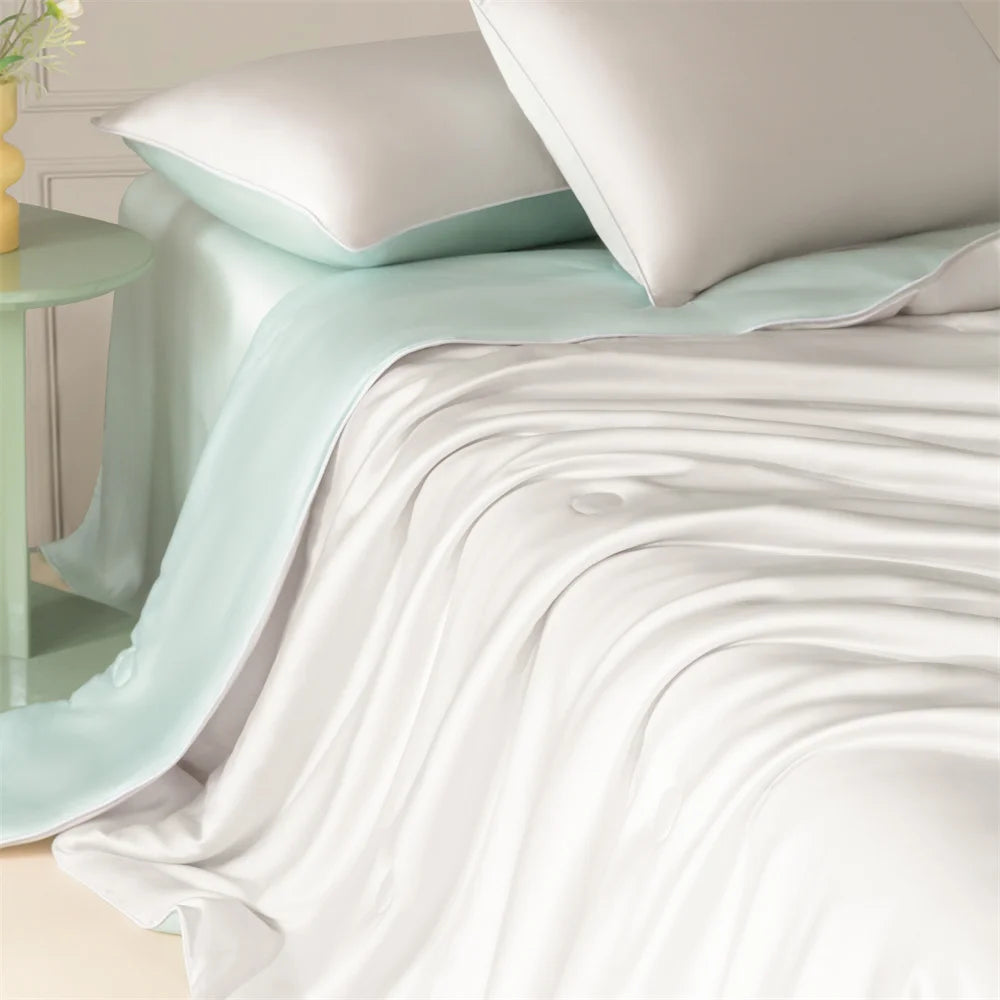 1pc Blue Cooling Summer Quilt Comforter Smooth Breathable Skin-friendly Lightweight Soft Home Bedding Blanket