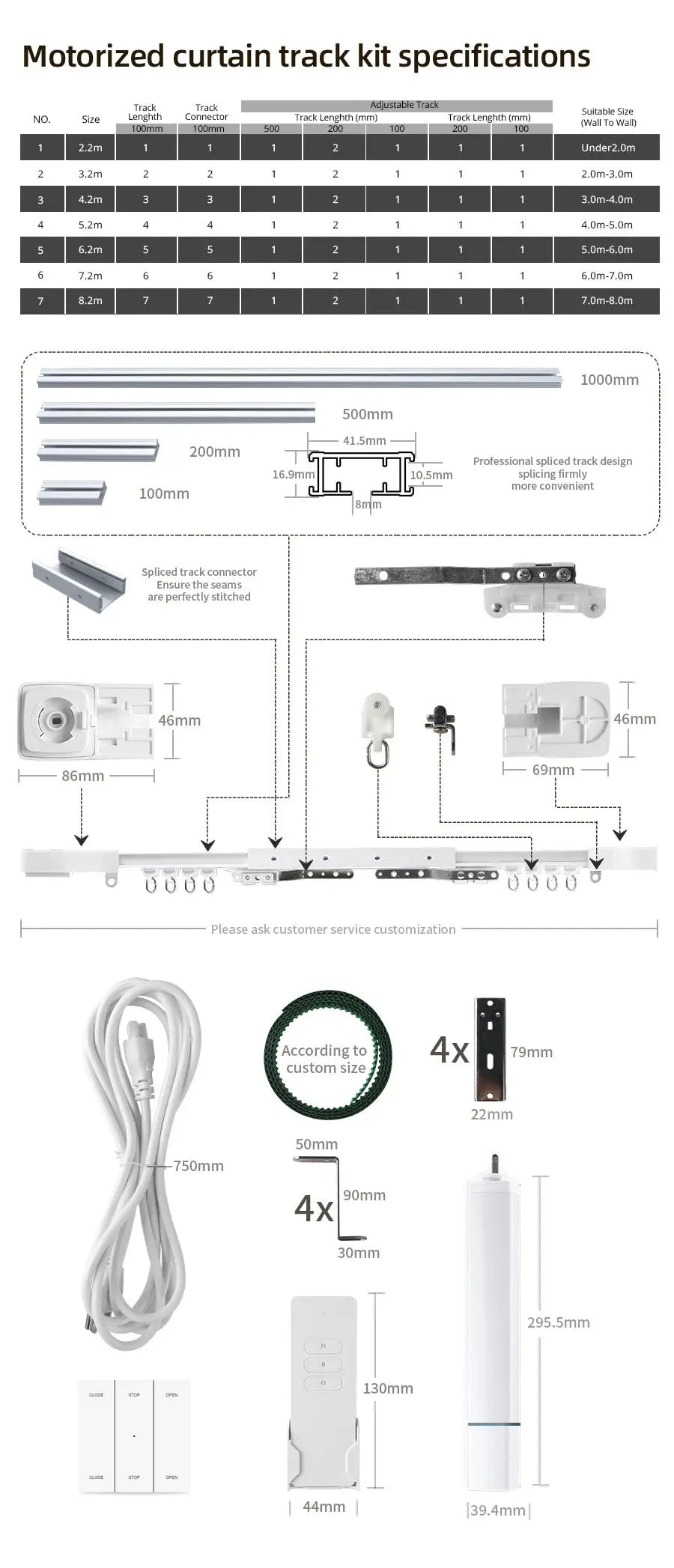Zemismart WiFi Homekit Smart Electric Curtain Motor with Custom Track Works with Tuya Alexa Google Home Wall Mount Ceiling Mount