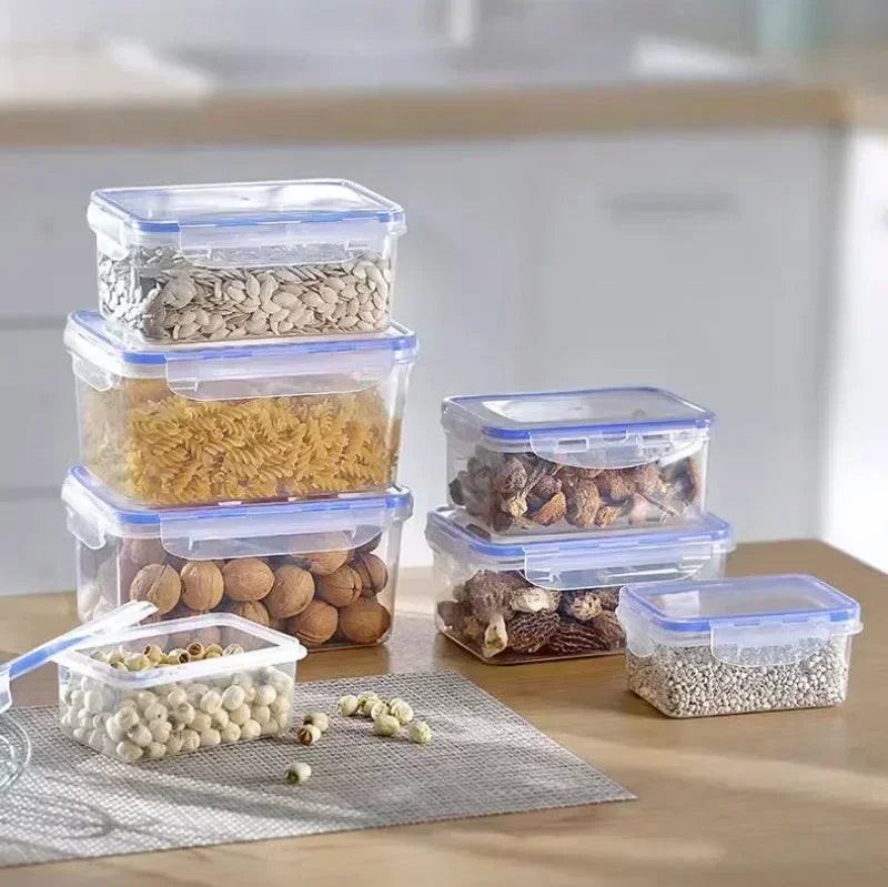 Kitchen Refrigerator Rectangular Sealed Refrigerator Storage Box with Lid Plastic Crisper Microwave-heated Lunch Box Storage Box