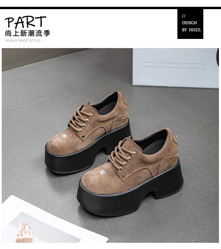 Fujin 11cm New Synthetic Suede Leather Pumps Fashion Comfy Spring Autumn Microfiber Chunky Sneakers Women Platform Wedge Shoes