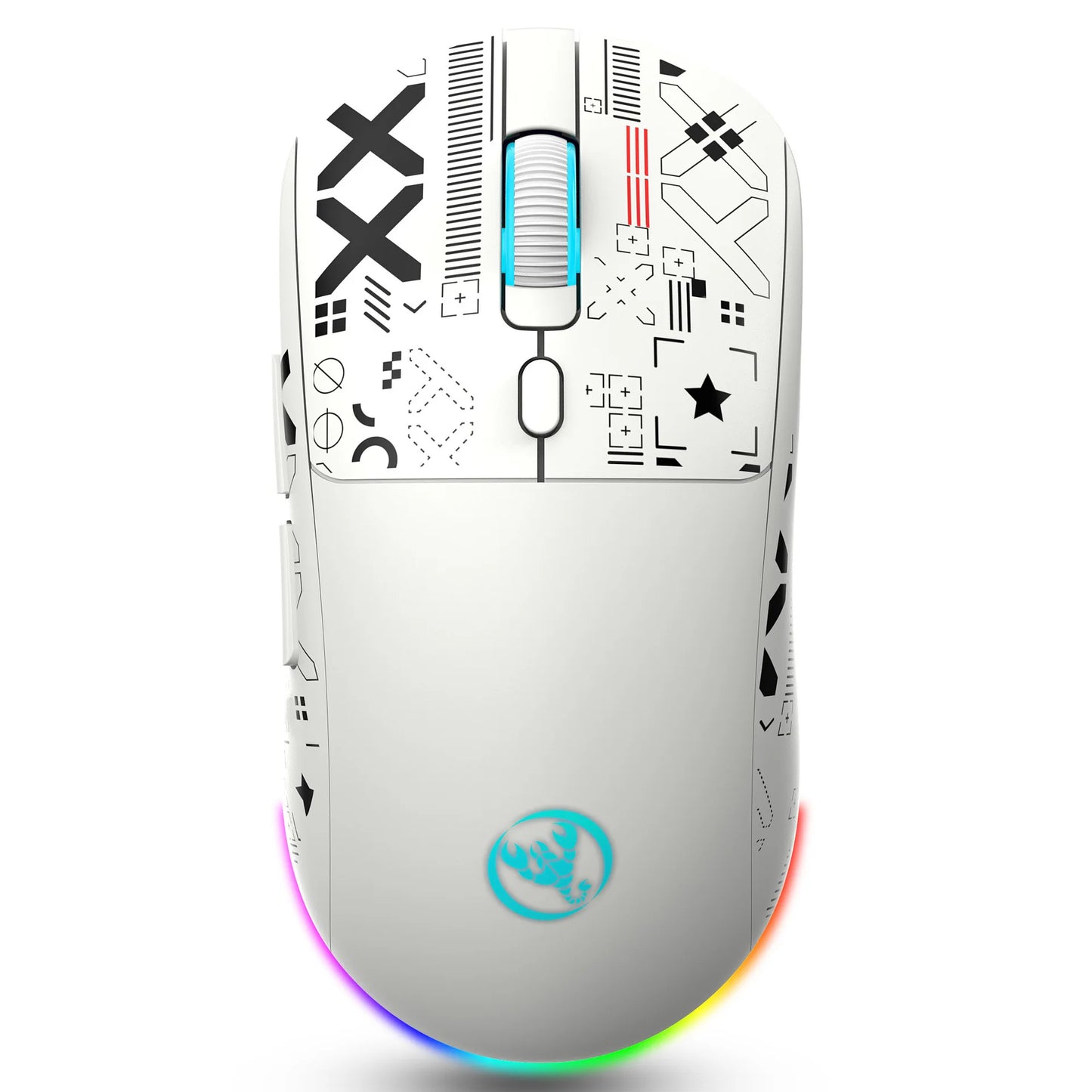 HXSJ T90  Thir-Mode wireless mouse (Wired+2.4G+BT) RGB Backlight 650mAh Gaming Mouse