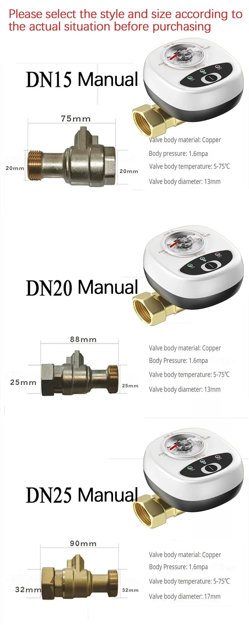 Smart Home Smart Valve DN15 DN20 DN25 Water Gas Shutoff WIFI APP Control Wireless Automated Ball Valve Work With eWeLink