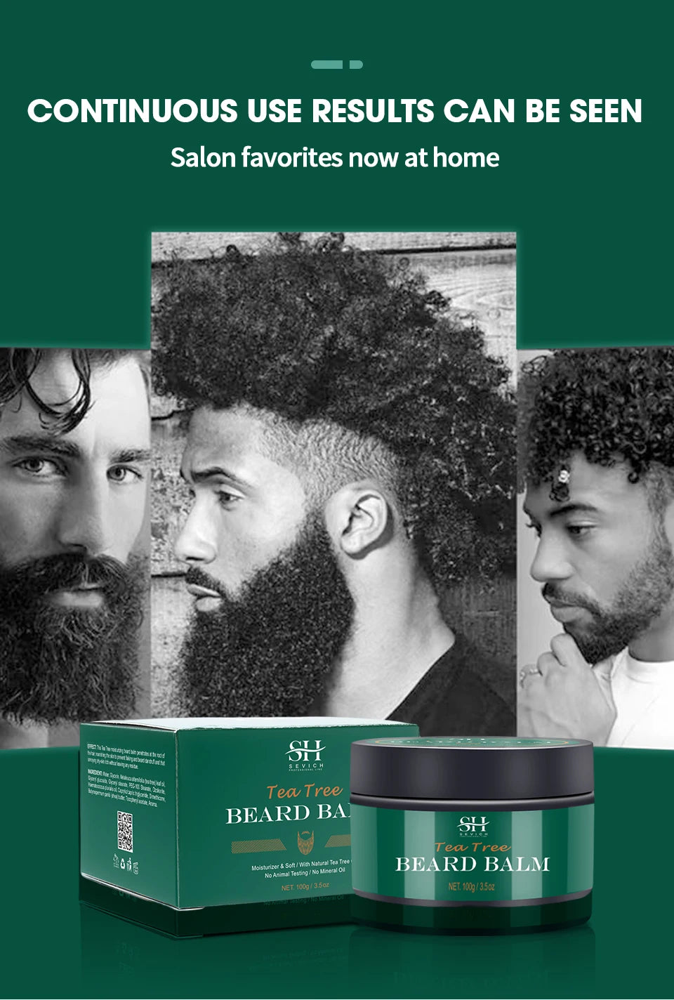 Beard Cream For Men 100% Natural Tea Tree Beard Moisturizing Effect Beard Conditioner Beard Care Styling Cream Oil Sevich 100g