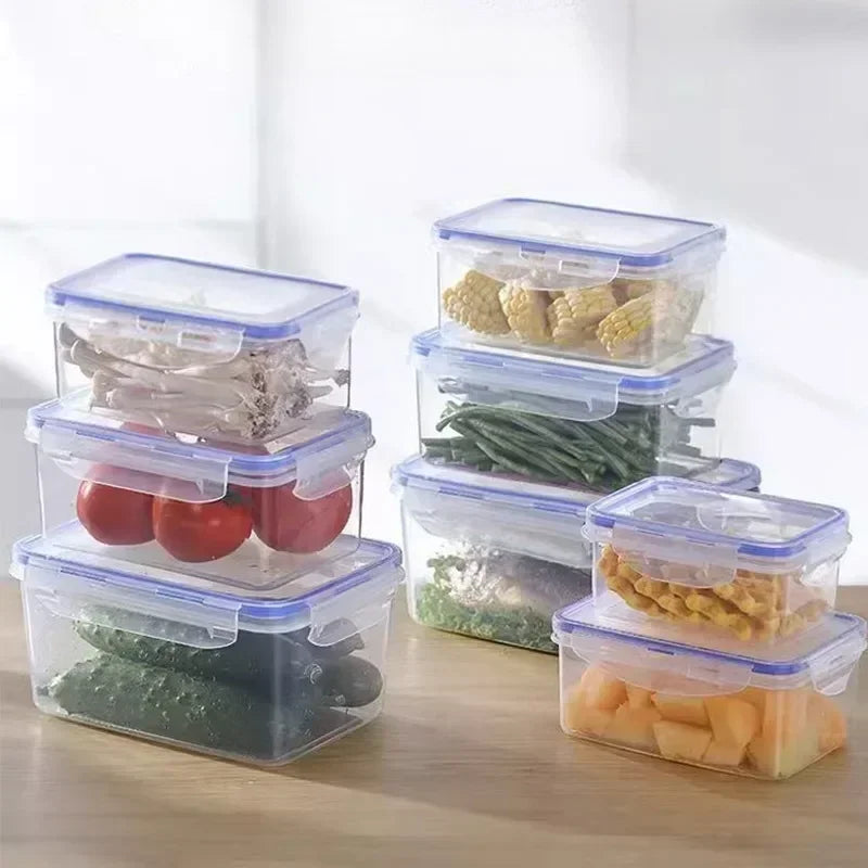 Kitchen Refrigerator Rectangular Sealed Refrigerator Storage Box with Lid Plastic Crisper Microwave-heated Lunch Box Storage Box
