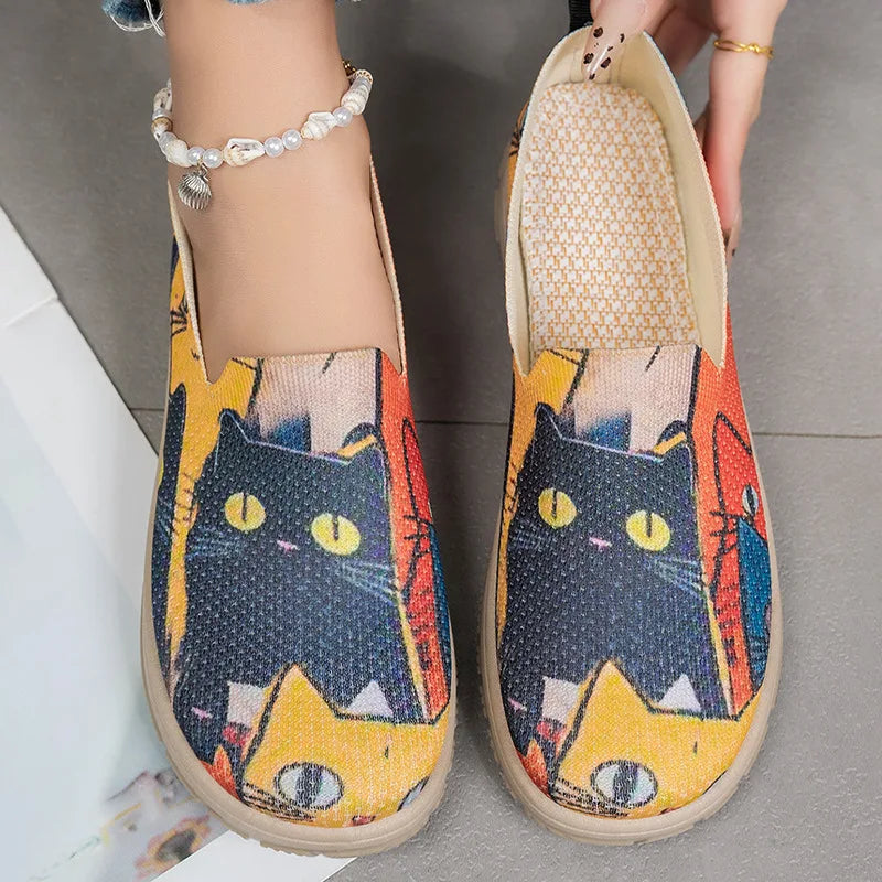 Women's Spring Casual Shoes Large Size Color Matching Cloth Shoes One Pedal