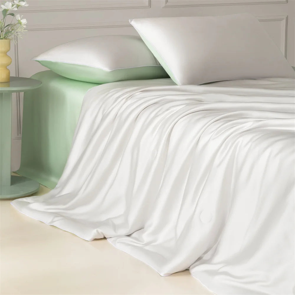 1pc Blue Cooling Summer Quilt Comforter Smooth Breathable Skin-friendly Lightweight Soft Home Bedding Blanket