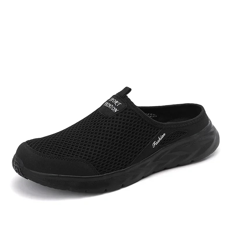 MAEDEF Half Slippers Outdoor High Quality Anti-slip Men Leisure Shoes Mesh Breathable Soft Comfortable Flat-bottomed Slippers