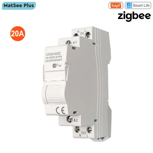 Tuya Smart Life ZigBee 20A Switch and Timer Power Monitor Energy Meter Remote Control Supports Google Home Alexa Home Automation
