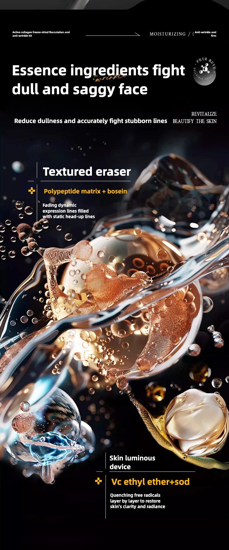 Collagen Peptide Anti-Wrinkle Freeze-dried powder- Firming, Lifting  Hydrating Face Kit for All Skin Types Beauty care product