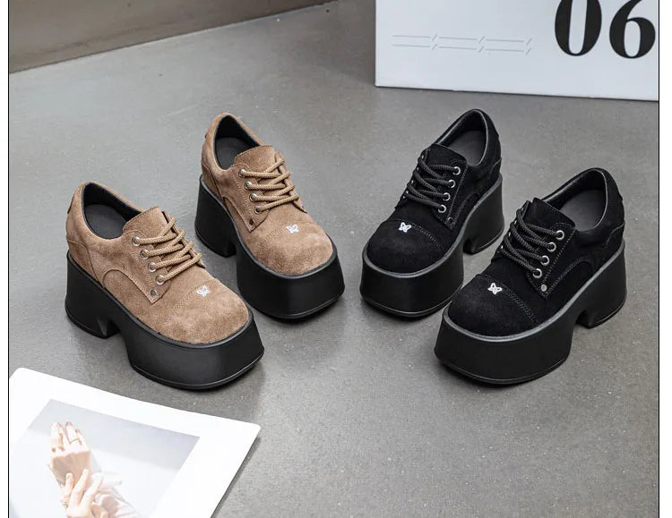 Fujin 11cm New Synthetic Suede Leather Pumps Fashion Comfy Spring Autumn Microfiber Chunky Sneakers Women Platform Wedge Shoes
