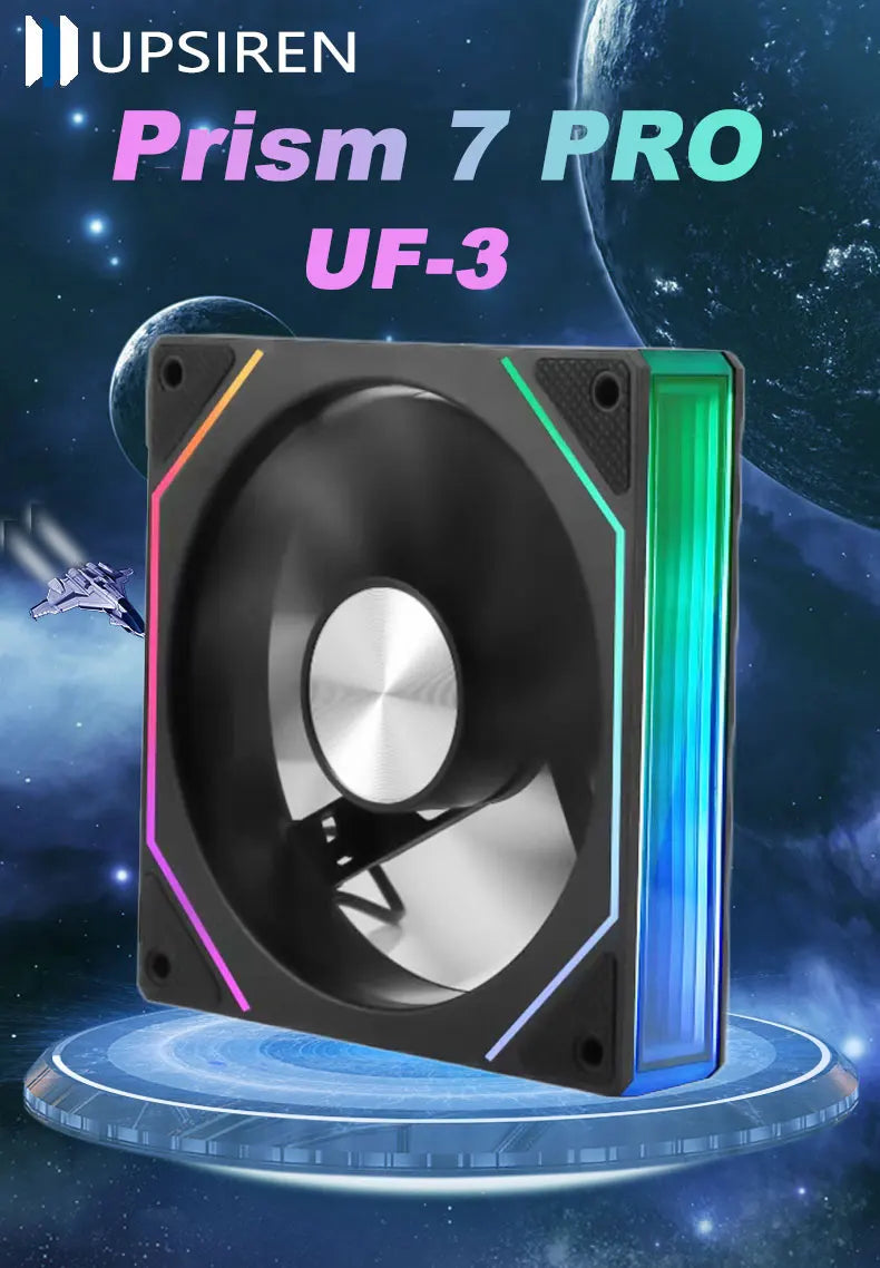 UPSIREN UF-3 Prism 7PRO Computer Case Cooling Fan,Double-sided full lens,12CM ARGB motherboard synchronization，CD pattern axis