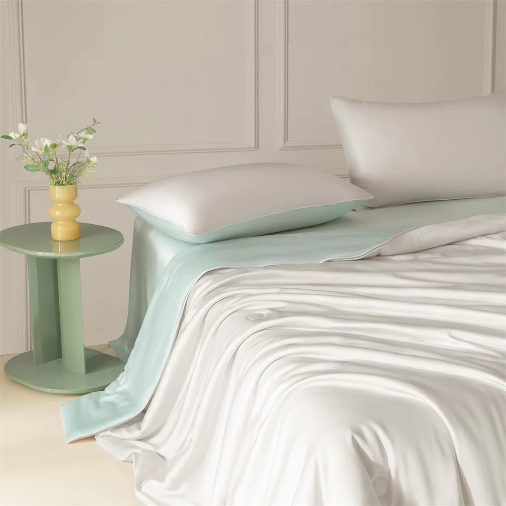 1pc Blue Cooling Summer Quilt Comforter Smooth Breathable Skin-friendly Lightweight Soft Home Bedding Blanket