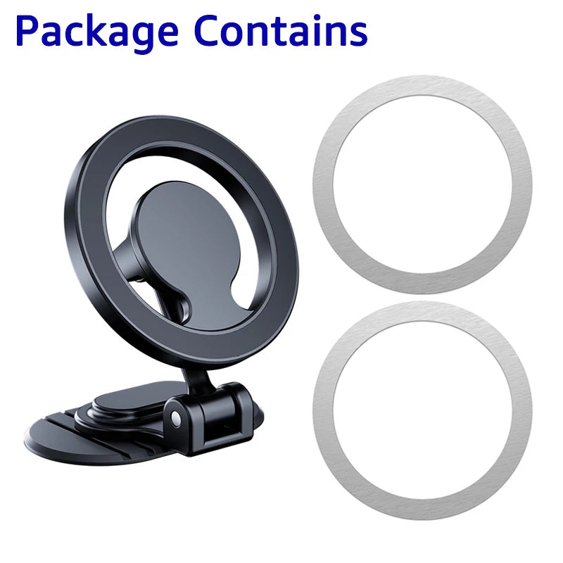 Universal Metal Magnetic Car Phone Holder – Foldable & MagSafe Compatible