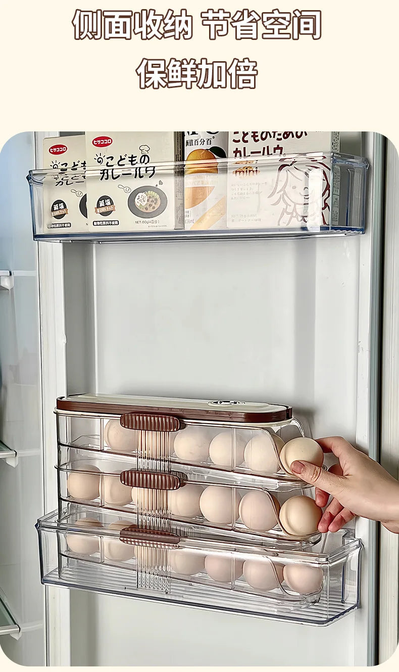 Large-capacity automatic rolling egg organizer home kitchen special preservation egg holder
