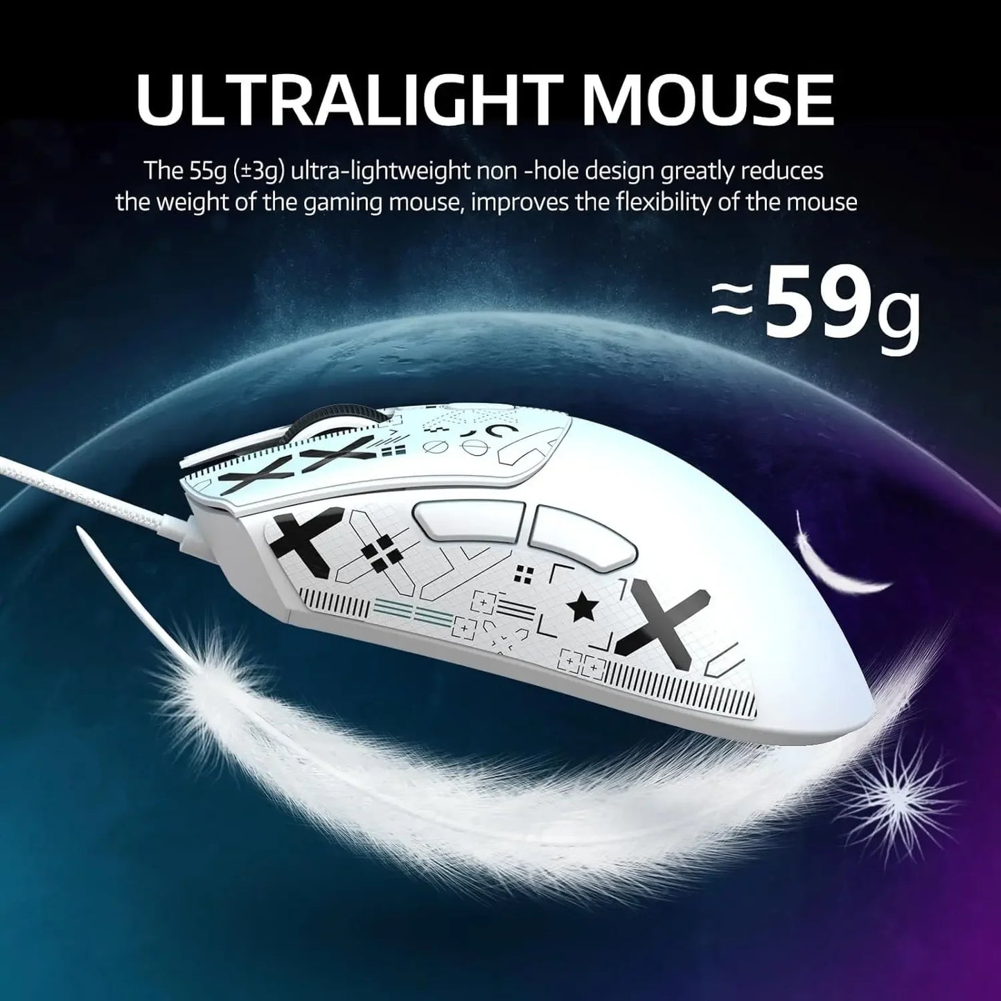 Original ATTACK SHARK R1 Wireless Gaming Mouse,Tri-Mode Connection (2.4G/Wired/BT5.2),55g Lightweight, for PC/Laptop/Win/Mac