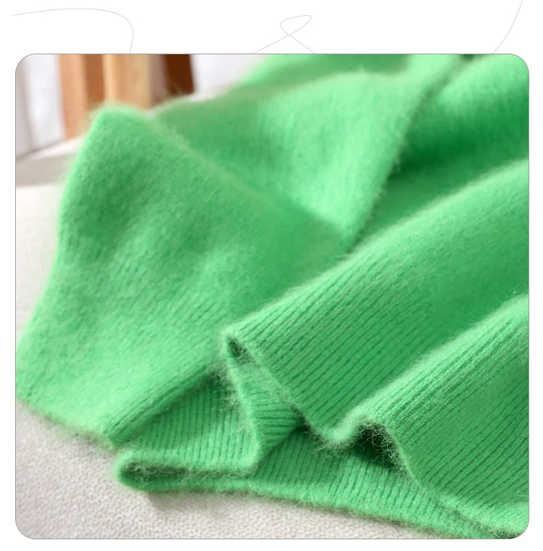 Women's Sweater Semi High Neck Autumn/Winter Pullover Long Sleeved High-End 100% Mink Fur Knitted Sweater Fashion Korean Version