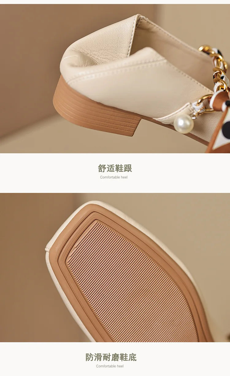 2023 spring and autumn women's shoes High heel Korean style fashion pearl design career and party wear Ladies Casual Mary Jane