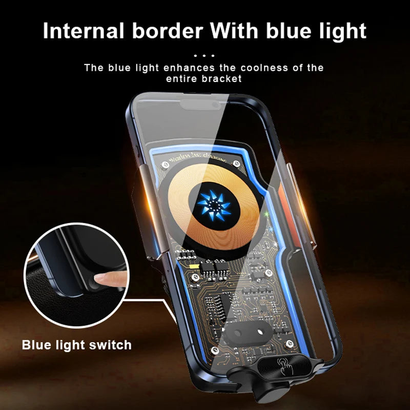 120W Magnetic Charger Car Phone Holder 15W Fast Wireless Charging Autocar Phone Stand Touch Control Lights for iPhone Xiaomi