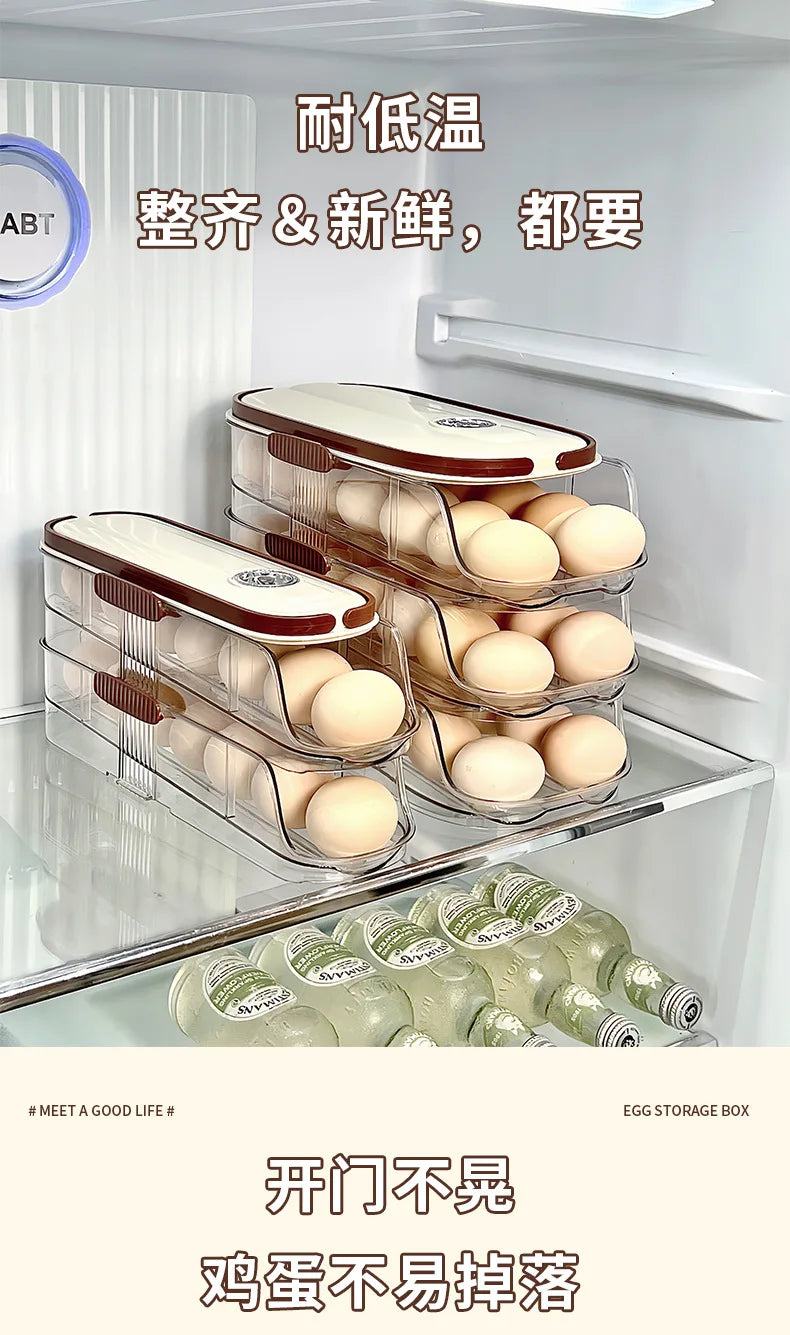 Large-capacity automatic rolling egg organizer home kitchen special preservation egg holder
