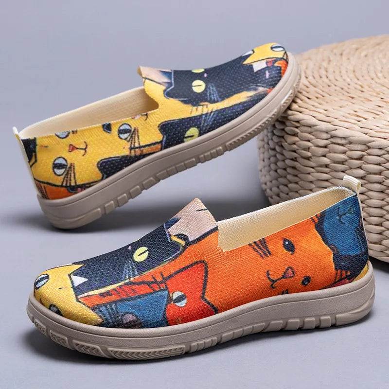 Women's Spring Casual Shoes Large Size Color Matching Cloth Shoes One Pedal