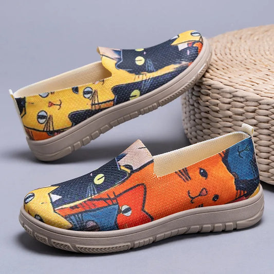 Women's Spring Casual Shoes Large Size Color Matching Cloth Shoes One Pedal