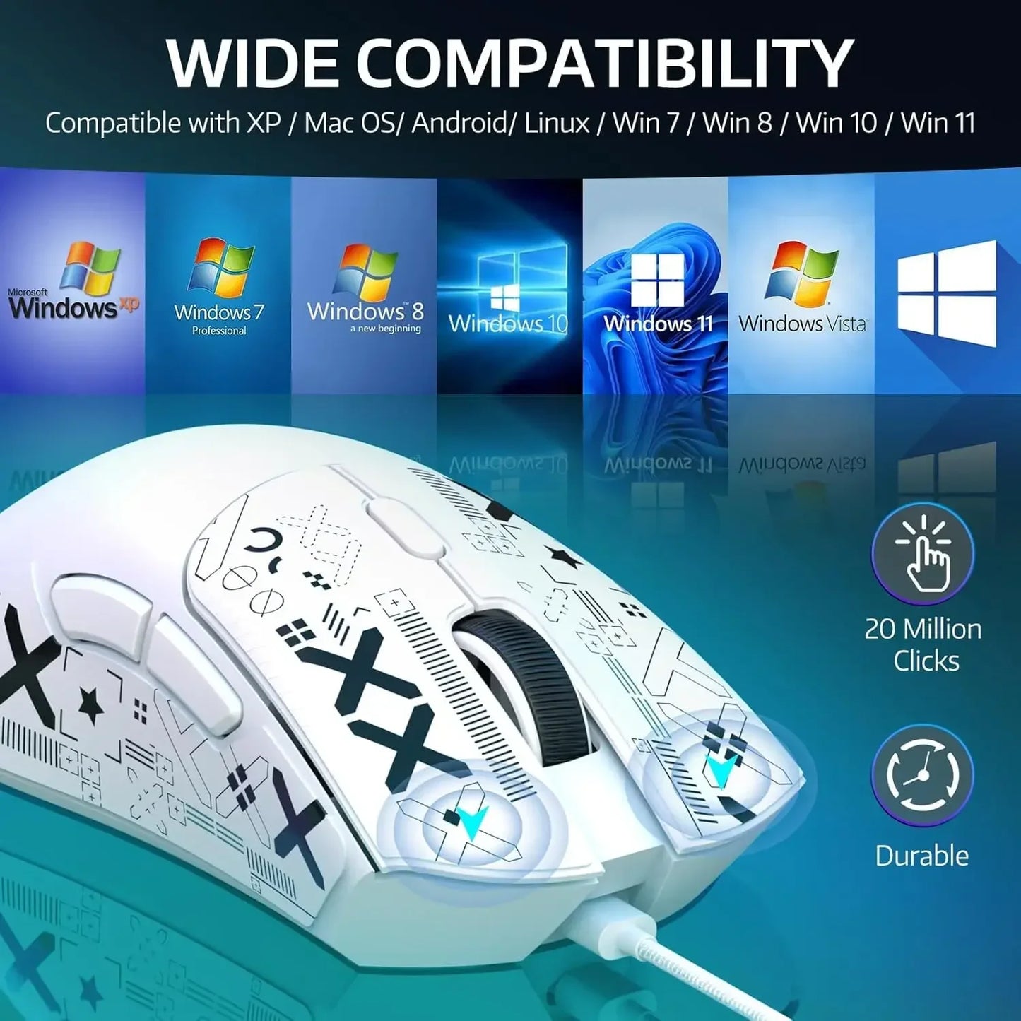 Original ATTACK SHARK R1 Wireless Gaming Mouse,Tri-Mode Connection (2.4G/Wired/BT5.2),55g Lightweight, for PC/Laptop/Win/Mac
