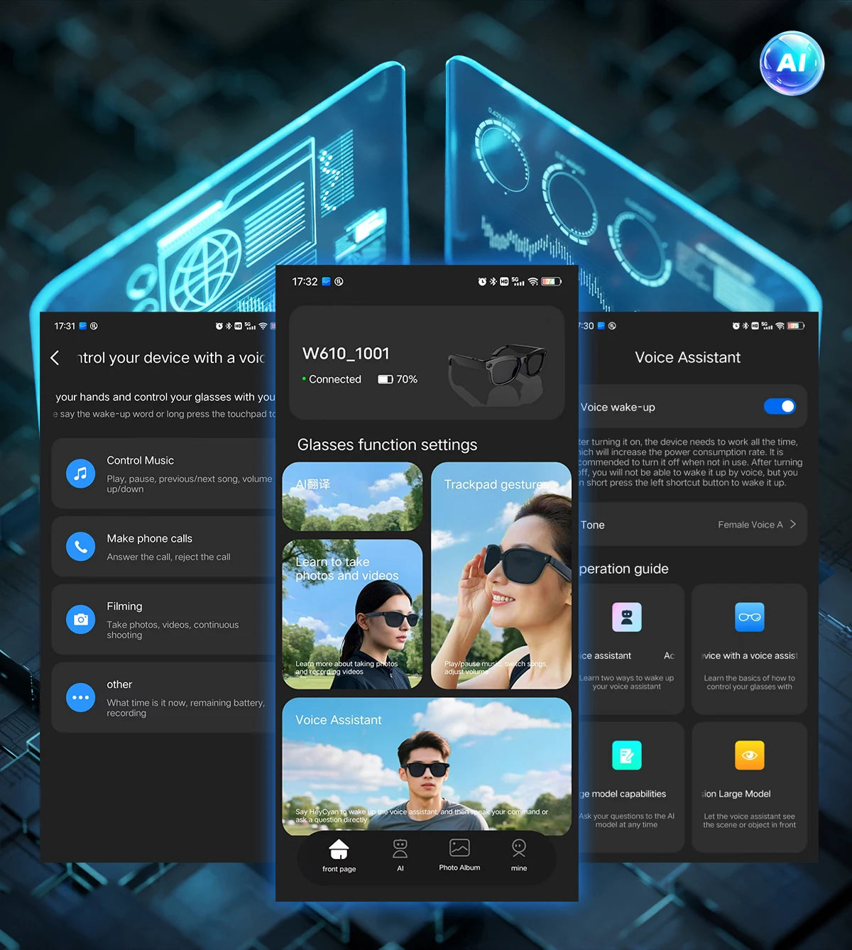 LIGE New Photochromic Lenses Smart Glasses 800W Camera HD Video Recording Bluetooth Call Glasses AI Smart Translation Sunglasses