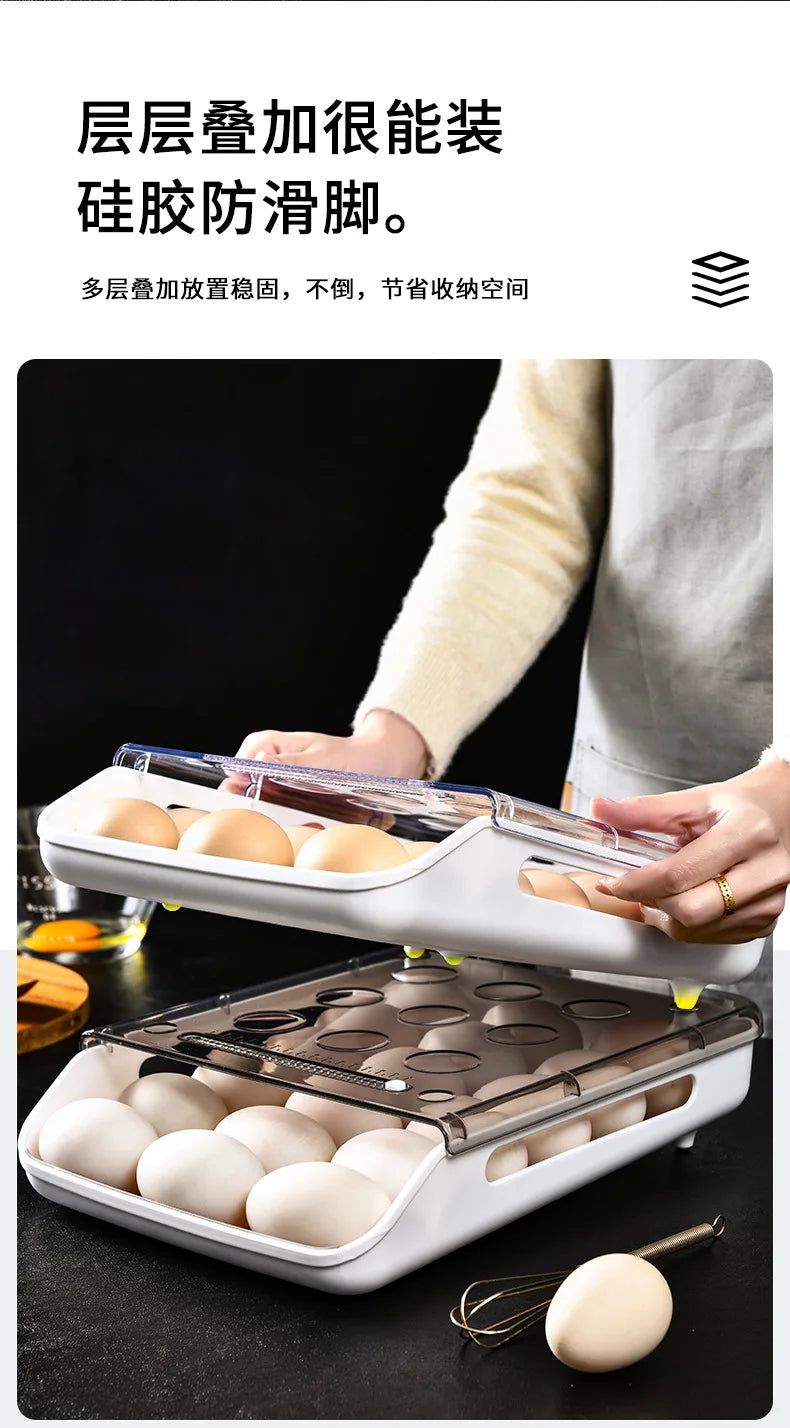 Refrigerator Egg Storage Box Kitchen Refrigerator Home Preservation Storage Box Plastic Stackable Egg Carton Multi-layer Tray