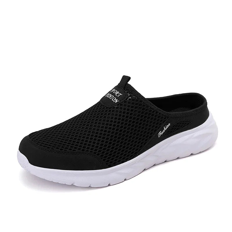 MAEDEF Half Slippers Outdoor High Quality Anti-slip Men Leisure Shoes Mesh Breathable Soft Comfortable Flat-bottomed Slippers