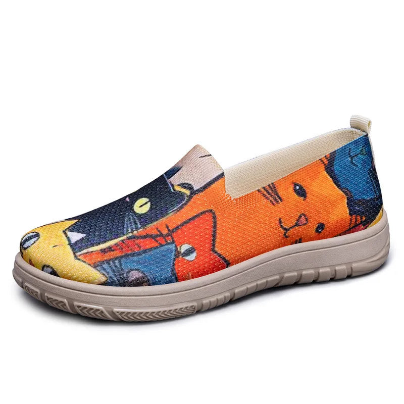 Women's Spring Casual Shoes Large Size Color Matching Cloth Shoes One Pedal