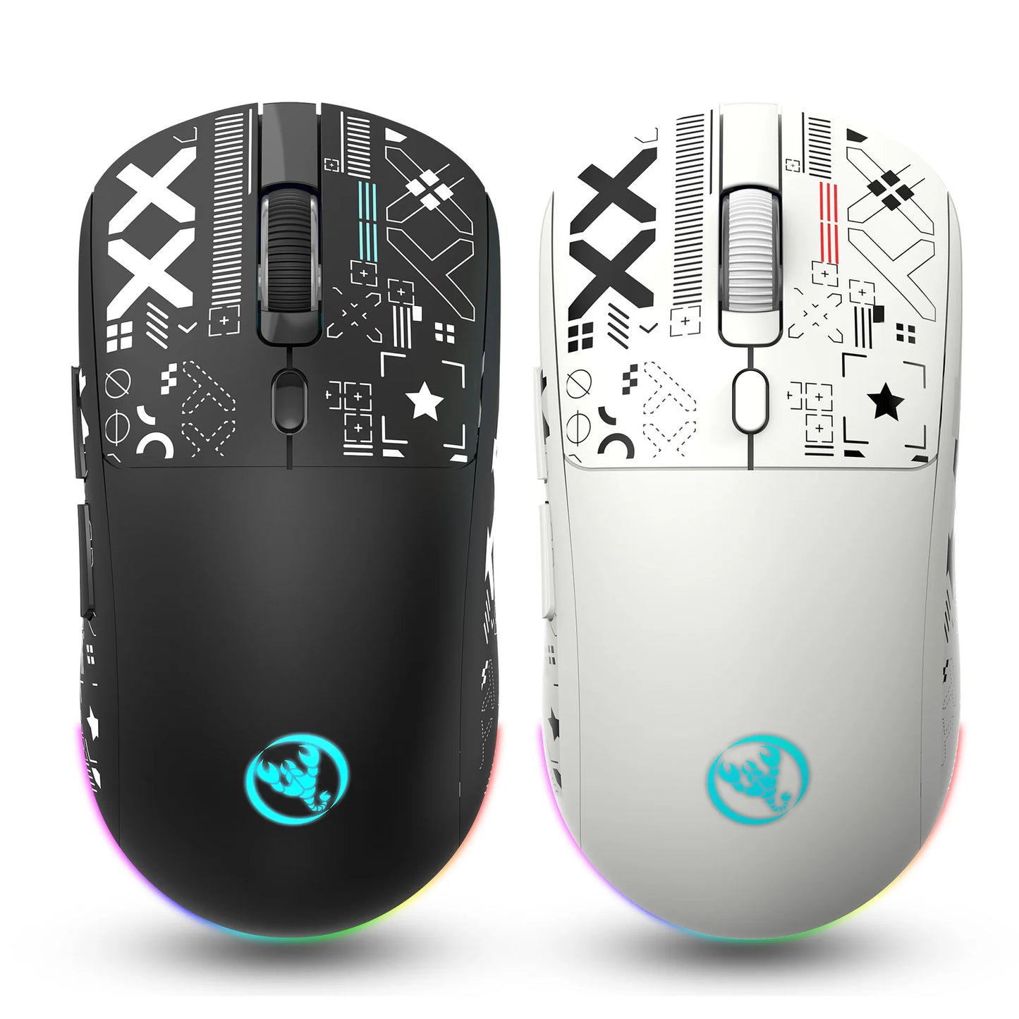 HXSJ T90  Thir-Mode wireless mouse (Wired+2.4G+BT) RGB Backlight 650mAh Gaming Mouse