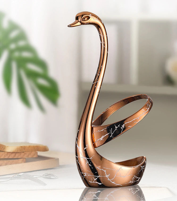 European Swan Tableware Holder Stainless Steel Spoon and Fork Base Elegant Utensil Stand Home Decor and Kitchen Organization