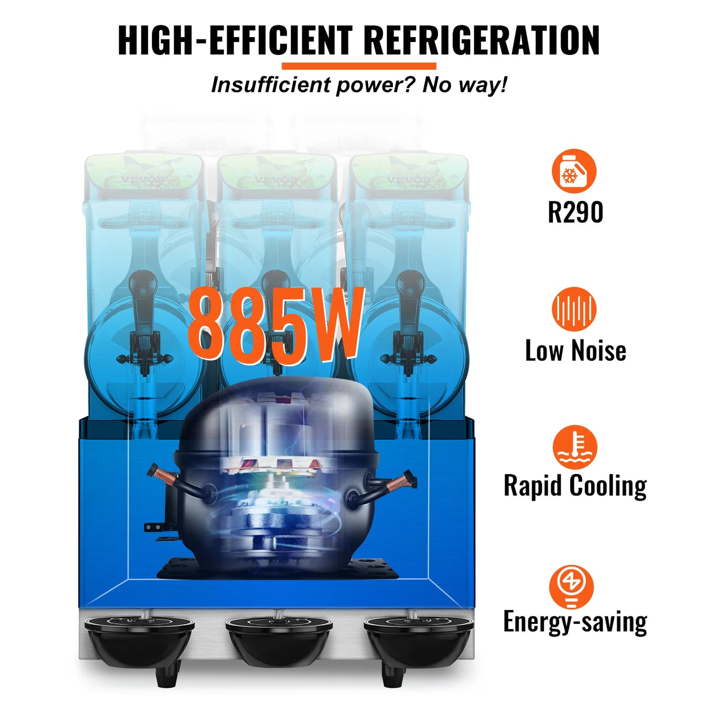 VEVOR 1/2/3 Tanks Commercial Ice-Cool Juice Smoothie Slush Maker Frozen Beverage Cold Drink Dispenser Vending Machine for Home