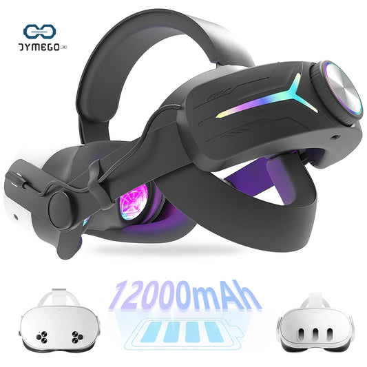 head strap with RGB Lights 12000mah Rechargeable Battery for Meta Quest 3/3S Gaming head strap VR Accessory Compatible