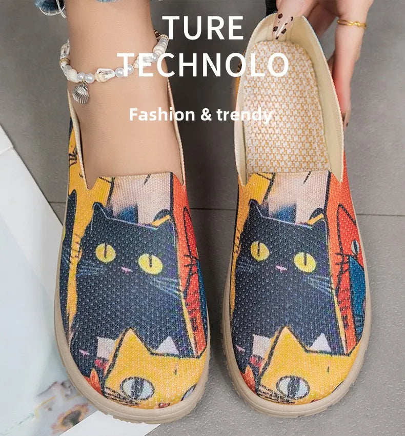 Women's Spring Casual Shoes Large Size Color Matching Cloth Shoes One Pedal