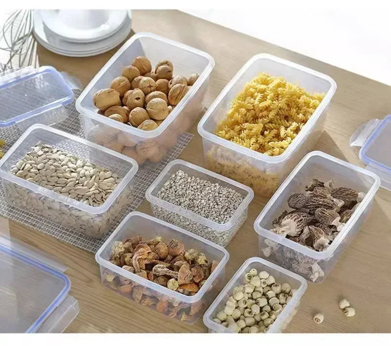 Kitchen Refrigerator Rectangular Sealed Refrigerator Storage Box with Lid Plastic Crisper Microwave-heated Lunch Box Storage Box