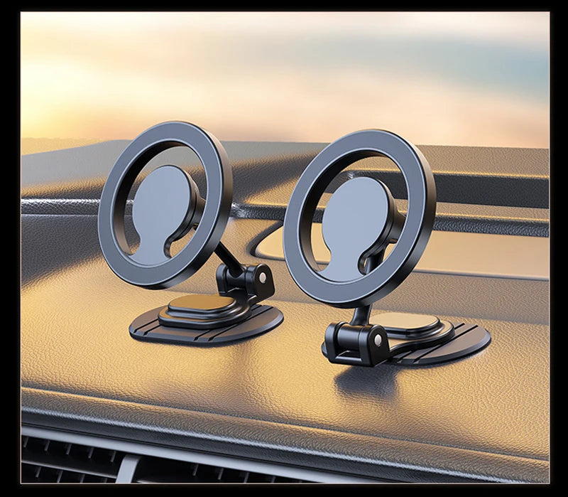 Universal Metal Magnetic Car Phone Holder – Foldable & MagSafe Compatible