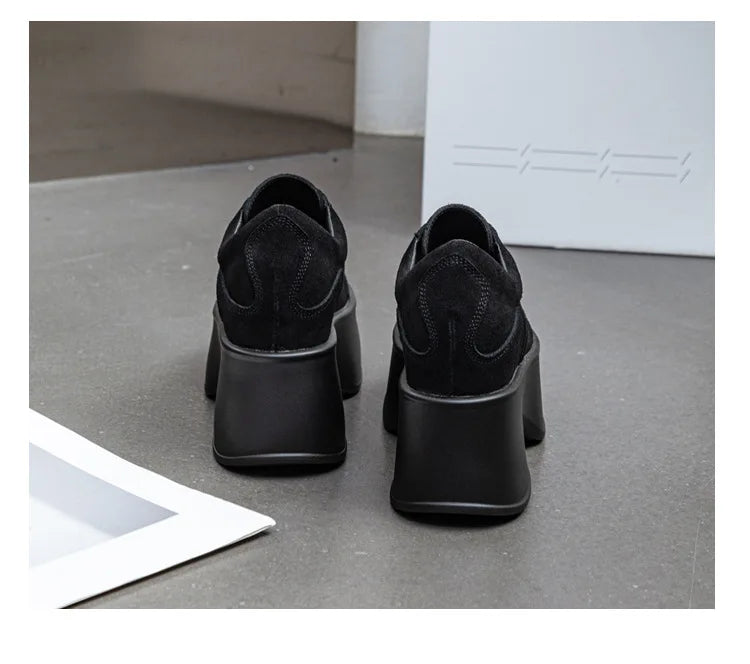 Fujin 11cm New Synthetic Suede Leather Pumps Fashion Comfy Spring Autumn Microfiber Chunky Sneakers Women Platform Wedge Shoes