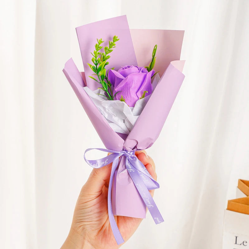 Mini Rose Soap Flower Bouquet Artificial Flowers Home Wedding Decorations Valentine'S Day New Year Birthday Gift Thanksgiving