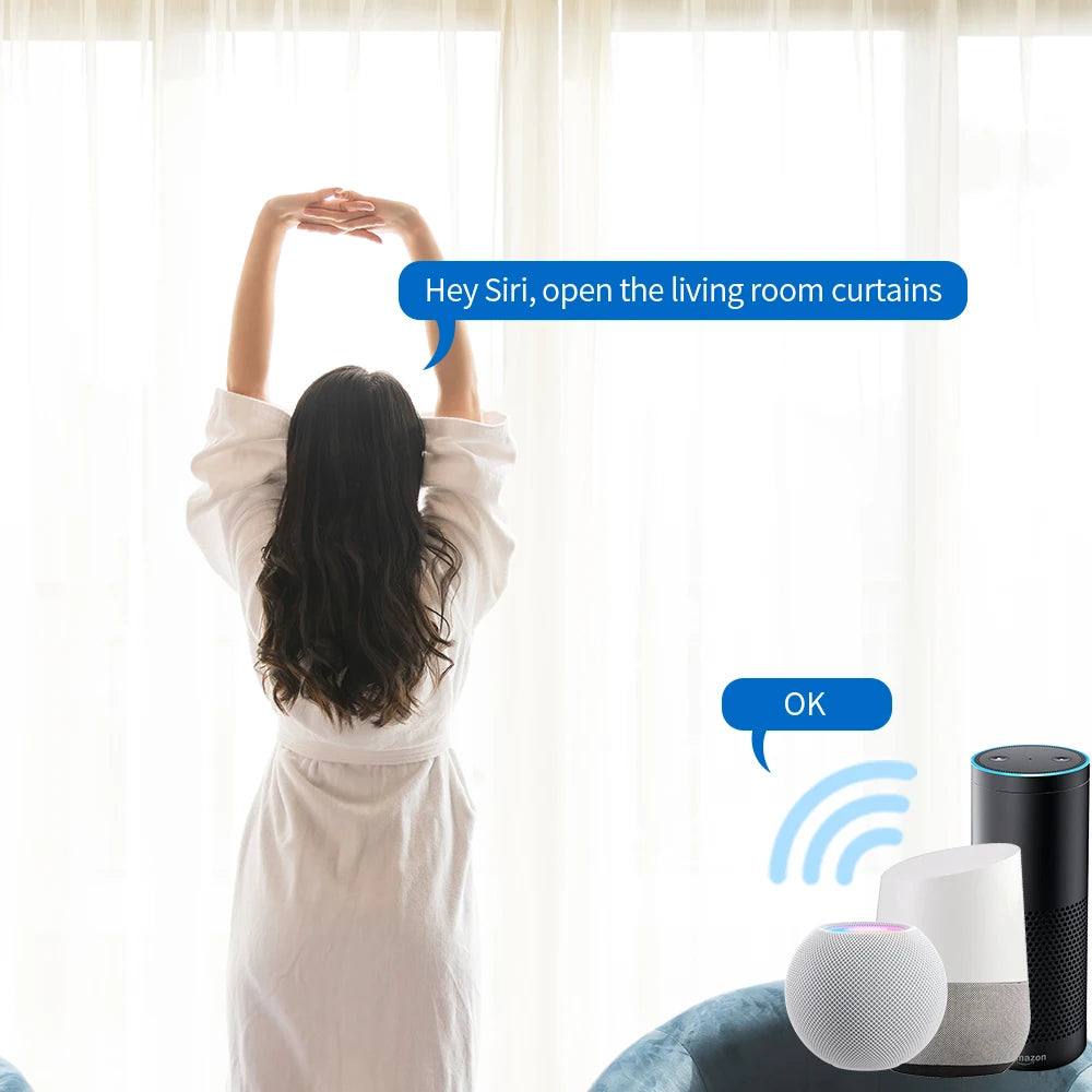 Zemismart WiFi Homekit Smart Electric Curtain Motor with Custom Track Works with Tuya Alexa Google Home Wall Mount Ceiling Mount