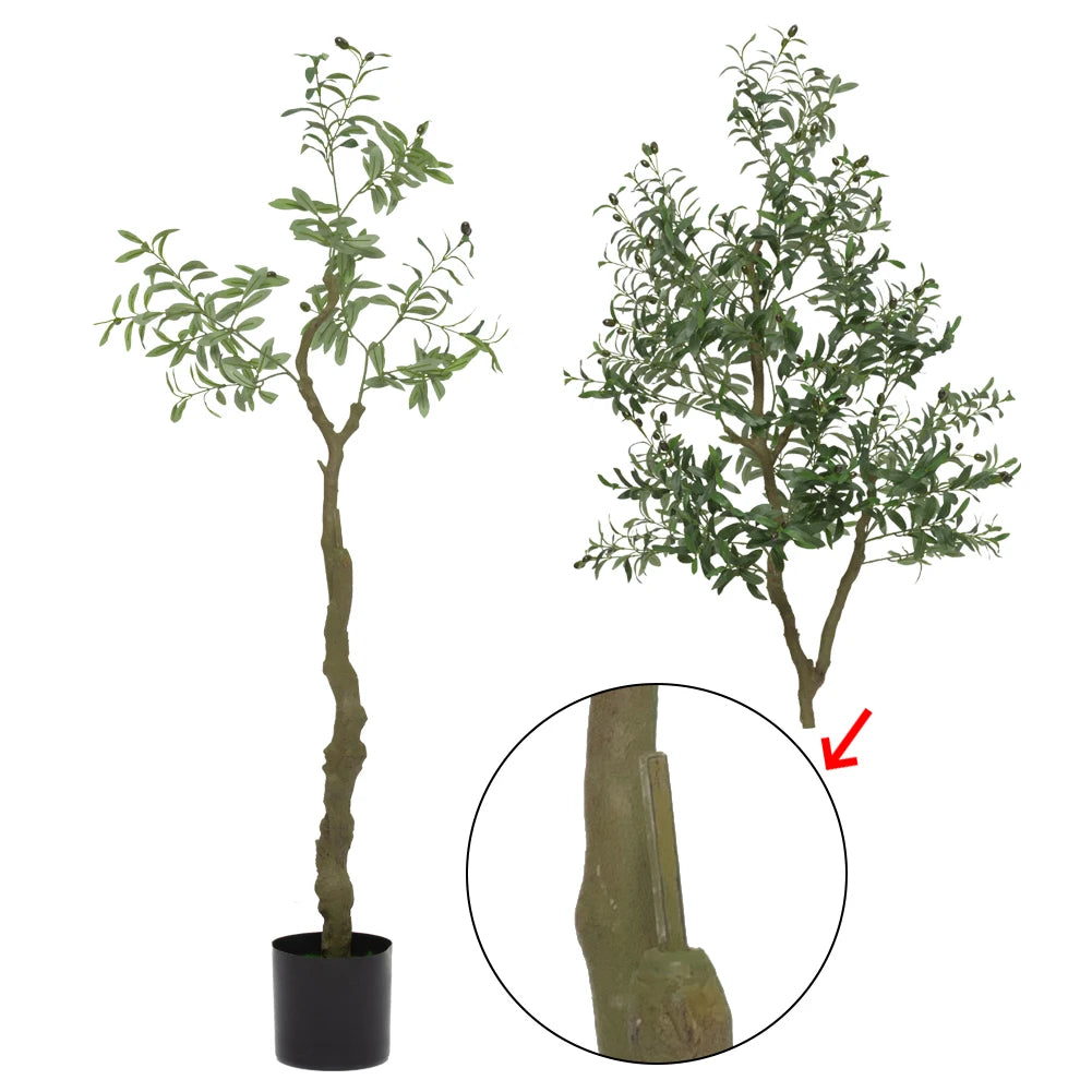 Artificial Olive Tree Faux Olive Tree 5ft/6ft/7ft Tall Artificial Tree Indoor Outdoor Potted Artificial Plants for Home Office
