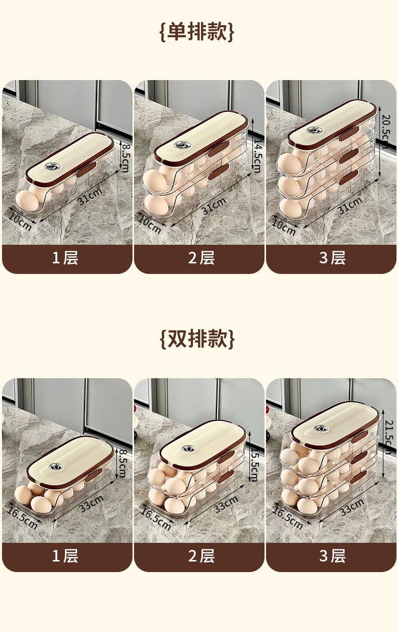 Large-capacity automatic rolling egg organizer home kitchen special preservation egg holder