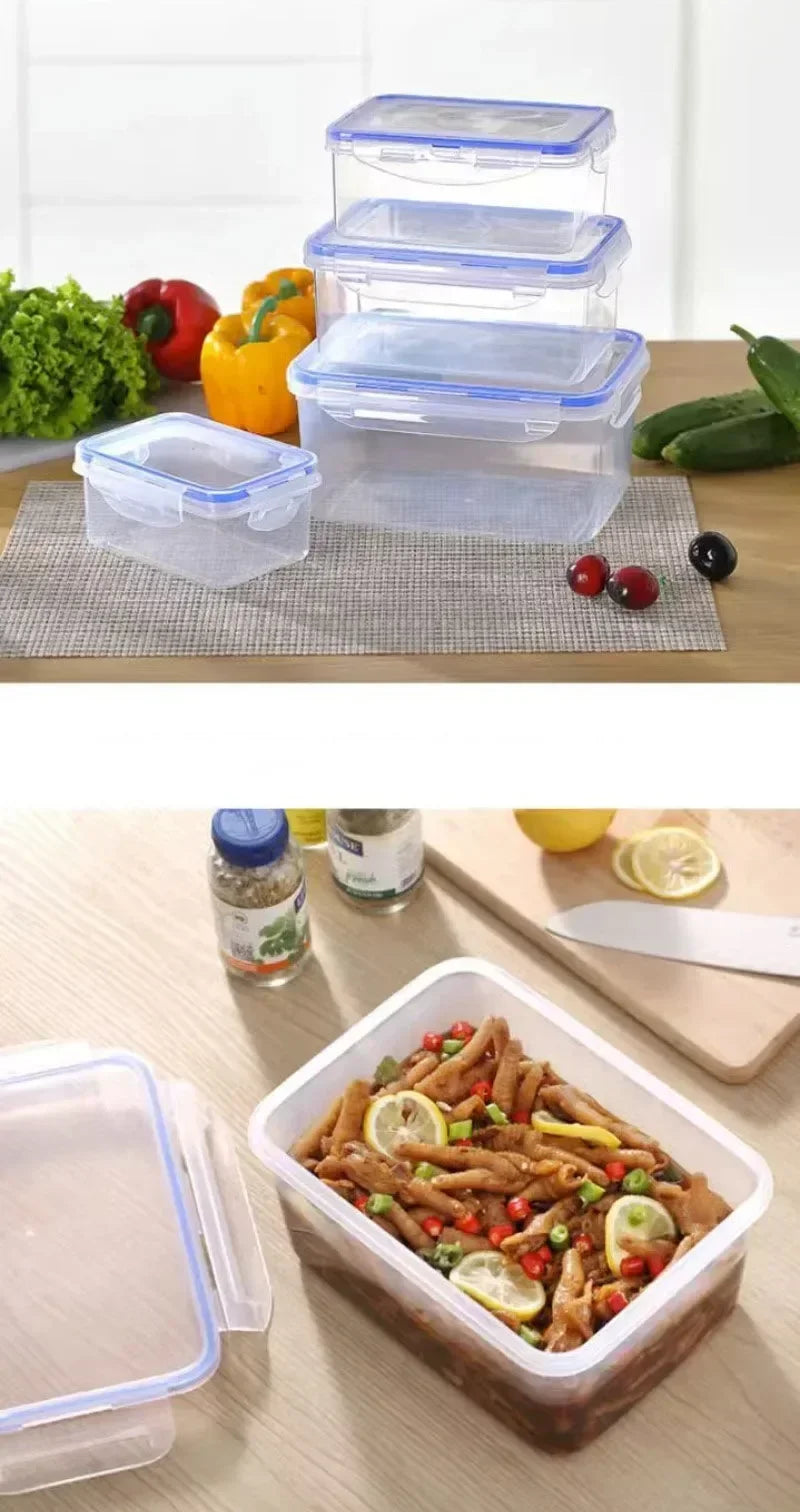 Kitchen Refrigerator Rectangular Sealed Refrigerator Storage Box with Lid Plastic Crisper Microwave-heated Lunch Box Storage Box
