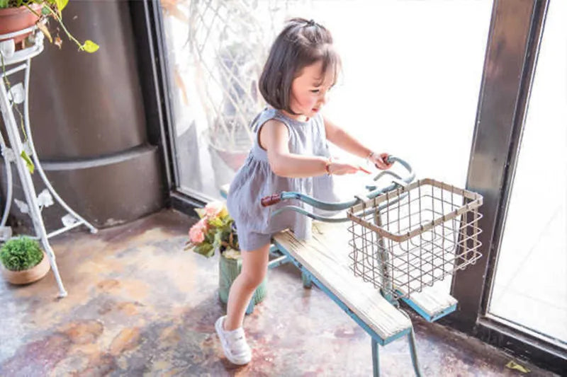 Baby Girls Outfits Clothes Summer Muslin Cotton Sleeveless Vest Dress Shorts Shirt Suits Fashion Top+Trousers Sets 2pcs 0-4T M