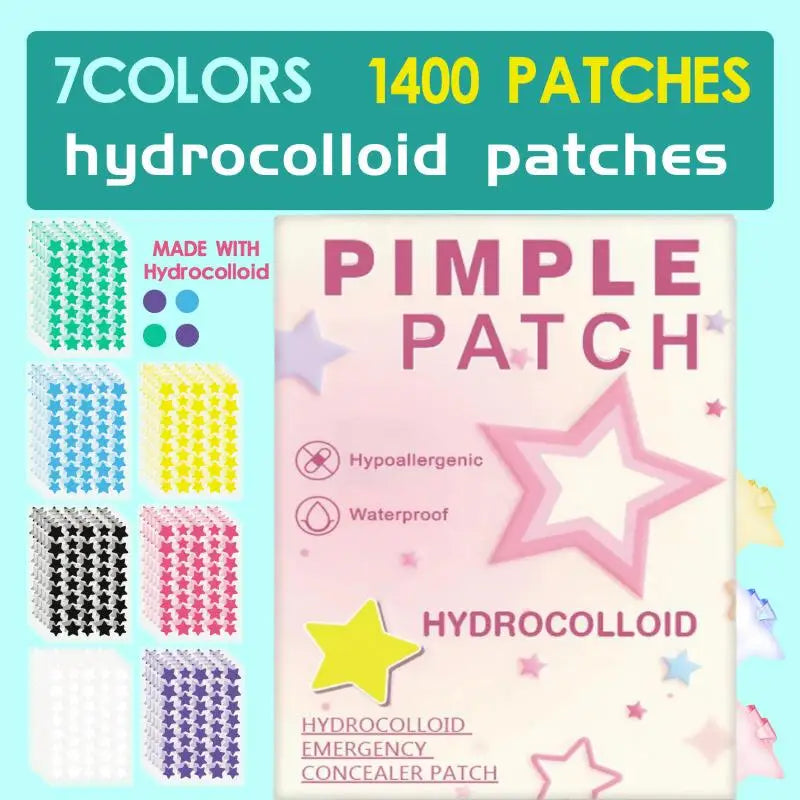 1400pcs Colorful Star Pimple Patch Acne Colorful Invisible Acne Removal Skin Care Stickers Concealer Face Spot Makeup Tools
