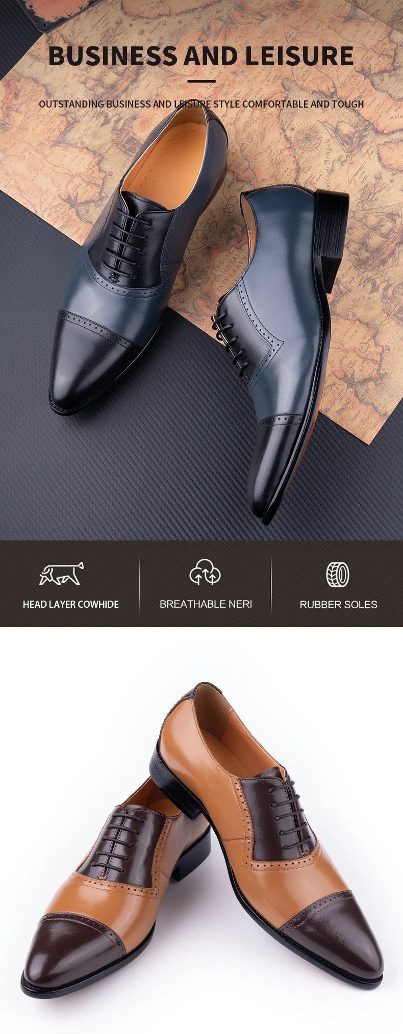 Business Versatile Lace-Up Fashion Dress Shoes Formal Office Casual Breathable Men Suit Footwear Oxford Style New Arrival Design