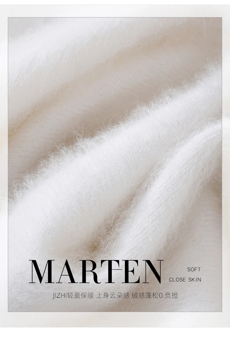 Women's Sweater Semi High Neck Autumn/Winter Pullover Long Sleeved High-End 100% Mink Fur Knitted Sweater Fashion Korean Version