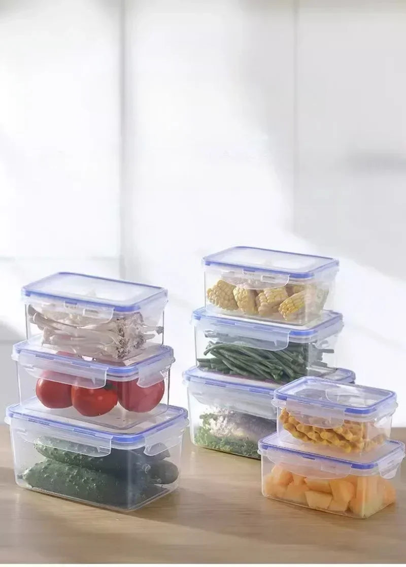 Kitchen Refrigerator Rectangular Sealed Refrigerator Storage Box with Lid Plastic Crisper Microwave-heated Lunch Box Storage Box