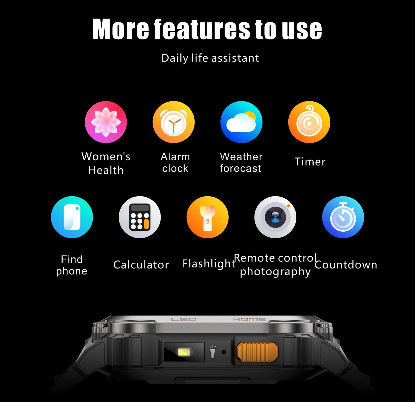 LIGE New GPS Tracking Smart Watch  LED Flashlight 1.96inch HD Screen Compass BT Call Waterproof Sport Smartwatch For Android iOS