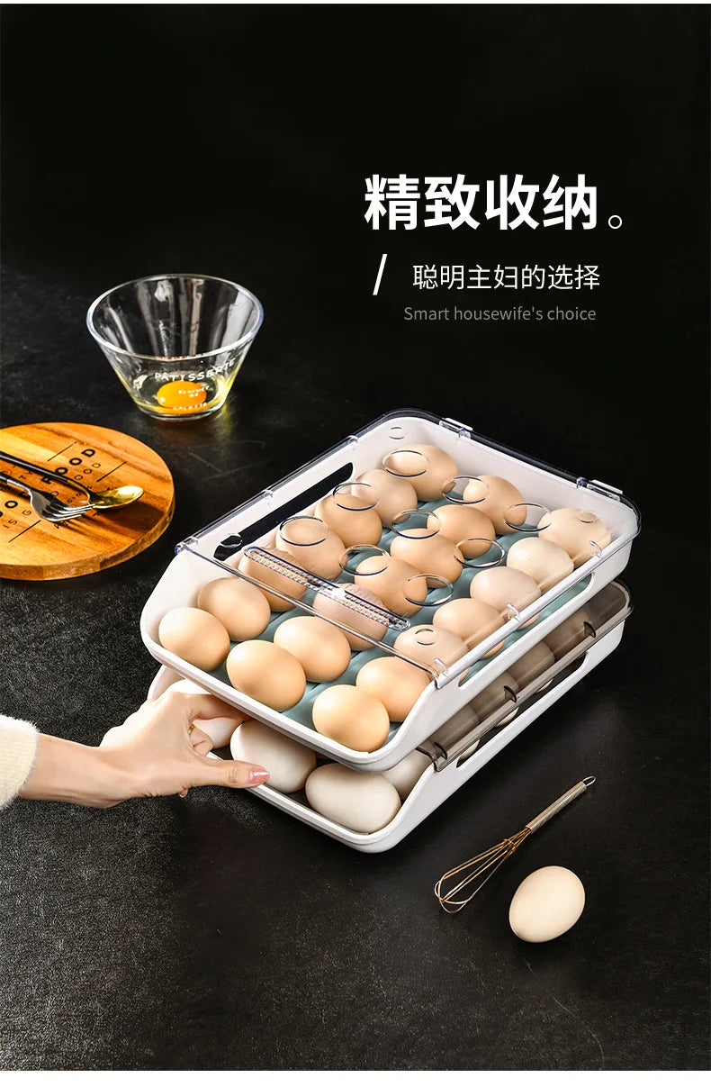 Refrigerator Egg Storage Box Kitchen Refrigerator Home Preservation Storage Box Plastic Stackable Egg Carton Multi-layer Tray